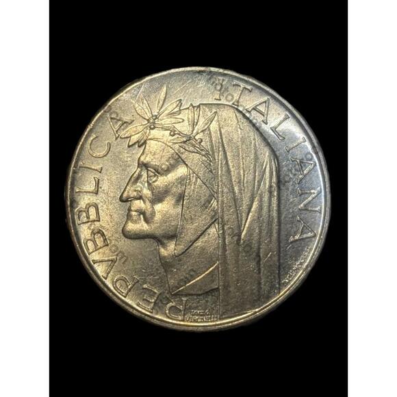 1965 ITALY Dante's Inferno DANTE ALIGHIERI Vintage Silver 500 Lire Coin - Picture 3 of 3
